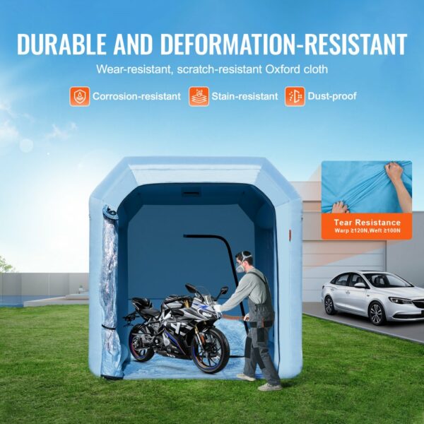 Aufblasbare Lackierkabine, 3,9 x 2,4 x 2,4 m Aufblasbare Spritzkabine, mit 550 W Gebläse & Luftfiltersystem, Tragbare Autolackierkabine zum Lackieren von Motorrädern, Fahrrädern Kleinen Möbeln – Bild 4
