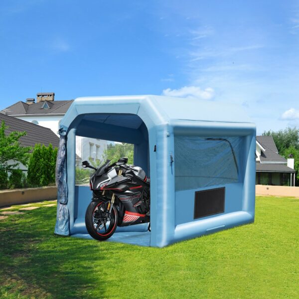 Aufblasbare Lackierkabine, 3,9 x 2,4 x 2,4 m Aufblasbare Spritzkabine, mit 550 W Gebläse & Luftfiltersystem, Tragbare Autolackierkabine zum Lackieren von Motorrädern, Fahrrädern Kleinen Möbeln – Bild 8