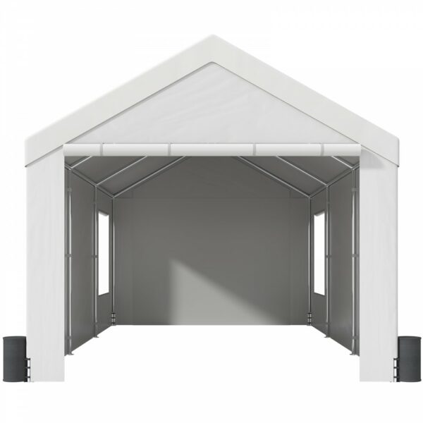 Zeltgarage 3,7 x 6 x 2,96 m Garagenzelt aus 180 g/m² doppelseitig beschichtetes PE und verzinktes Stahlrohr Lagerzelt Carport 38 mm Säulendurchmesser Gerätezelt für 2–3 Erwachsene Weiß – Bild 9
