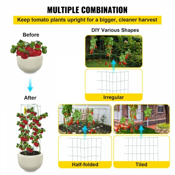 Tomatenkäfige, Pflanzenstützkäfige, 3er-Pack, quadratischer Stahl, 3,3 Fuß, Grün für den Garten – Bild 5