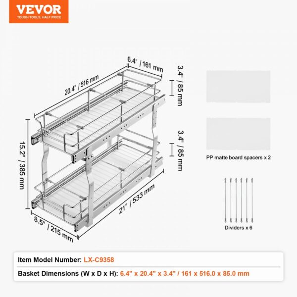 2-stufiger Ausziehbarer Schrank-Organizer Unter der Spüle 215x533x385mm – Bild 7