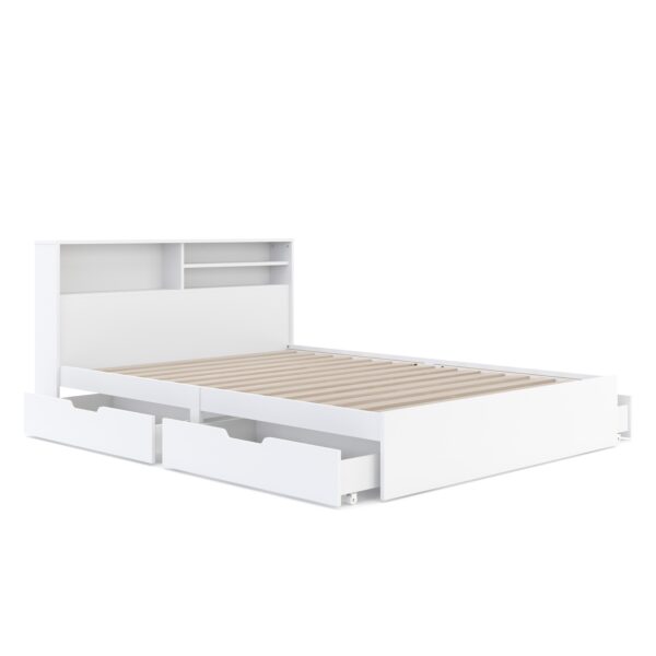 Bett Holz GENESIS mit Stauraum und Schubladen 140 x 200 cm weiss – Bild 3