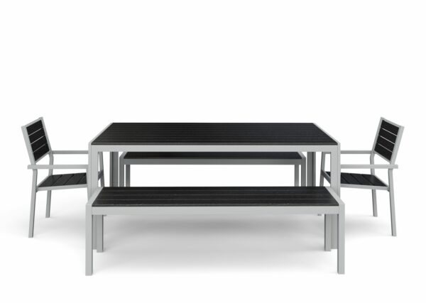 Gartenmöbel Set ZILO 2 Stühle + 2 Bänke anthrazit – Bild 2