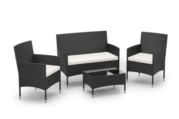 Gartenset Rattan MALIA schwarz/weiss – Bild 2