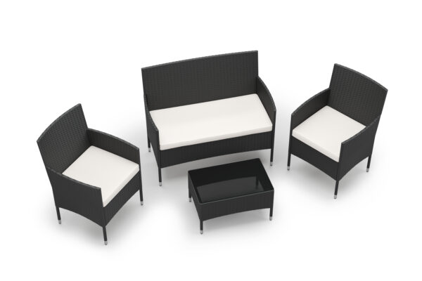 Gartenset Rattan MALIA schwarz/weiss – Bild 4