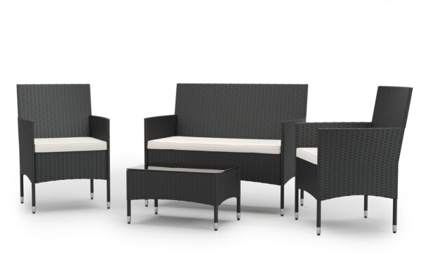 Gartenset Rattan MALIA schwarz/weiss – Bild 3