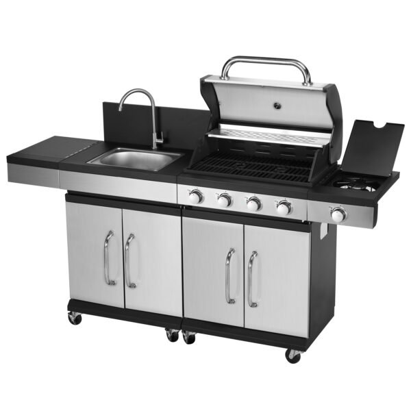 Gasgrill mit Waschbecken AMPATO 4+1 Brenner – Bild 4