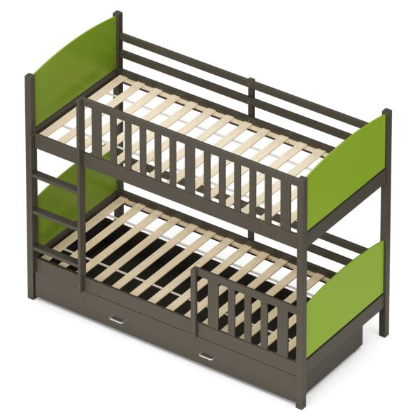 Etagenbett mit Stauraum JOHNNY 90 x 200 cm grün/grau – Bild 4