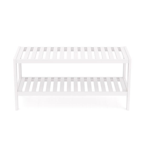 Schuhregal Bambus 2 Tablare 70 x 26 x 33 cm weiss – Bild 3