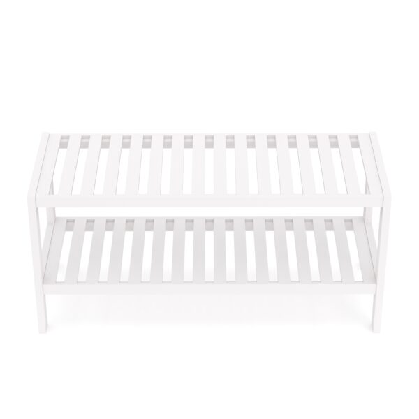 Schuhregal Bambus 2 Tablare 70 x 26 x 33 cm weiss – Bild 4