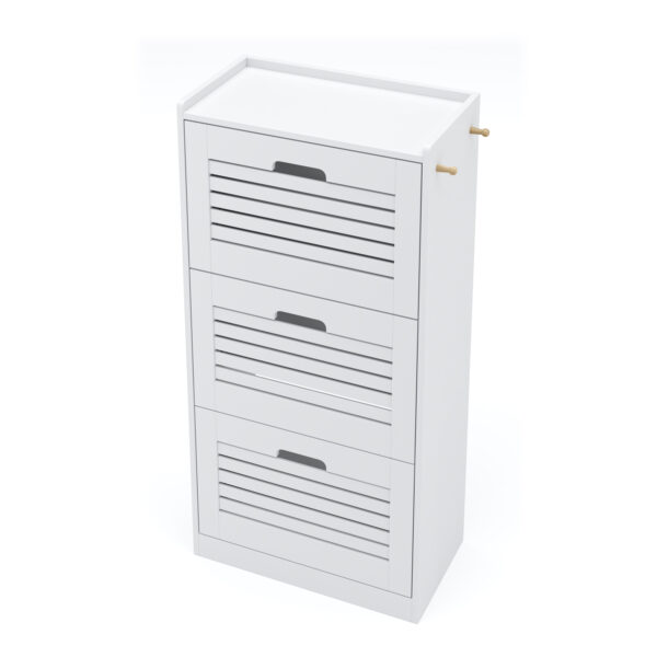 Schuhschrank KAMALIA 55 x 30 x 112 cm weiss – Bild 4