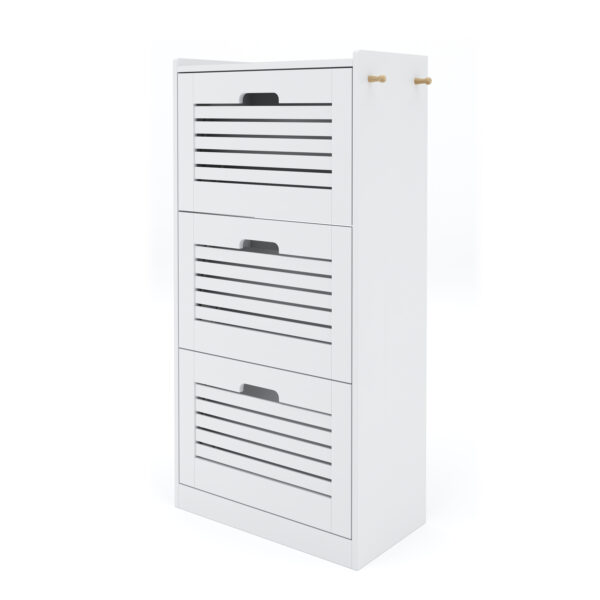 Schuhschrank KAMALIA 55 x 30 x 112 cm weiss – Bild 3