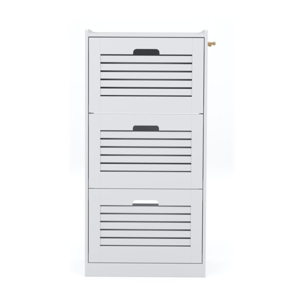Schuhschrank KAMALIA 55 x 30 x 112 cm weiss – Bild 2