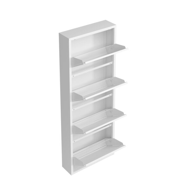 Schuhschrank Metall ROMEO 50 x 136 cm weiss – Bild 5