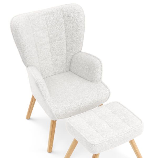 Sessel mit Hocker TEDDY weiss – Bild 6