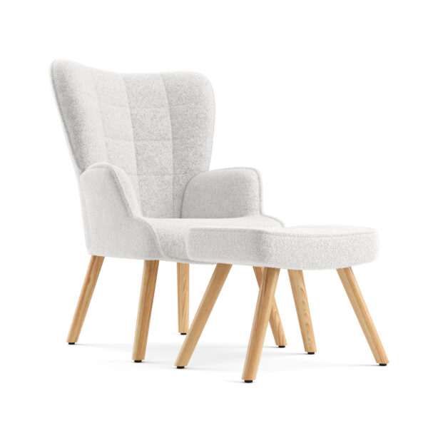 Sessel mit Hocker TEDDY weiss – Bild 2