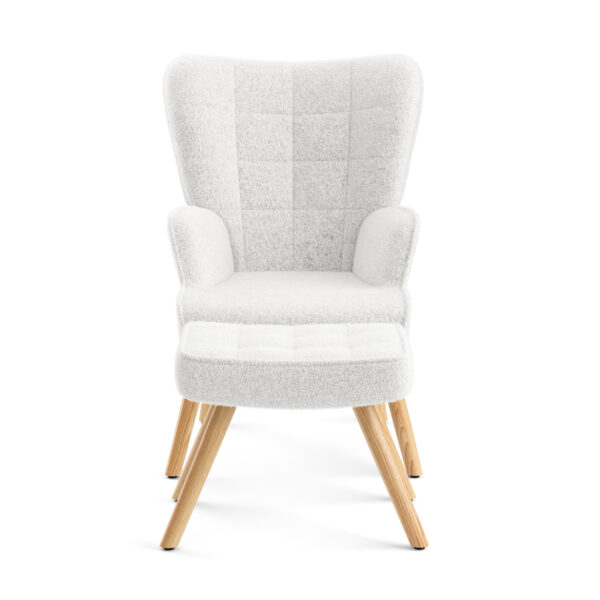 Sessel mit Hocker TEDDY weiss – Bild 4