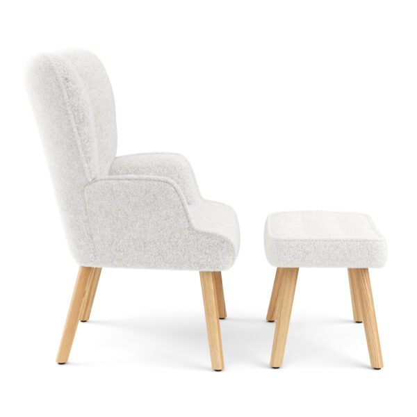 Sessel mit Hocker TEDDY weiss – Bild 3